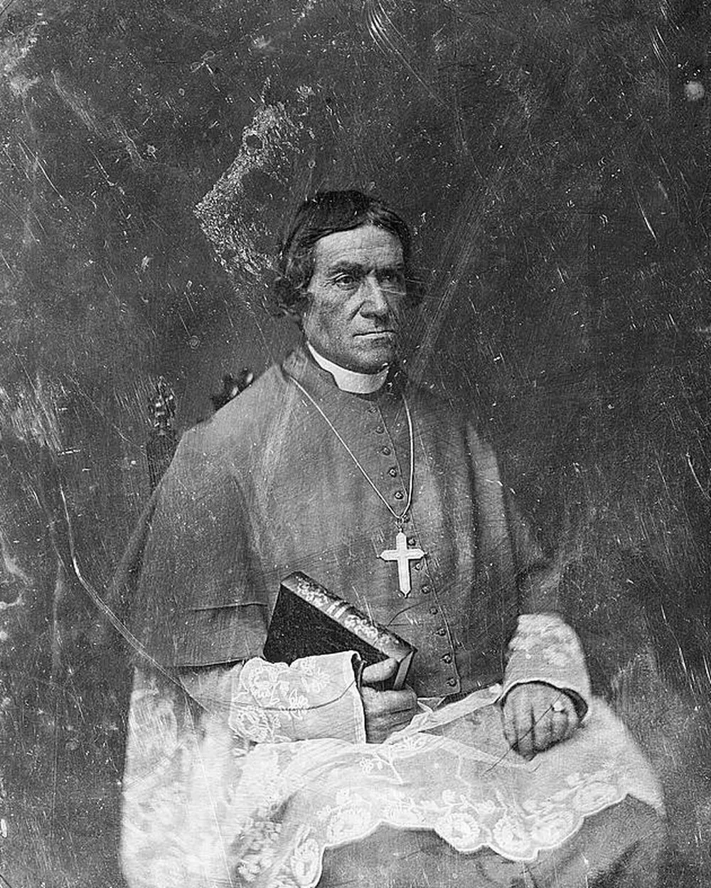 Mould spots: the damaged photograph before restoration